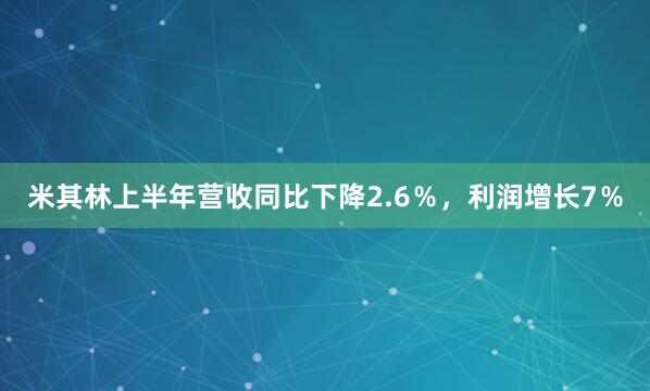 米其林上半年营收同比下降2.6%,利润增长7%